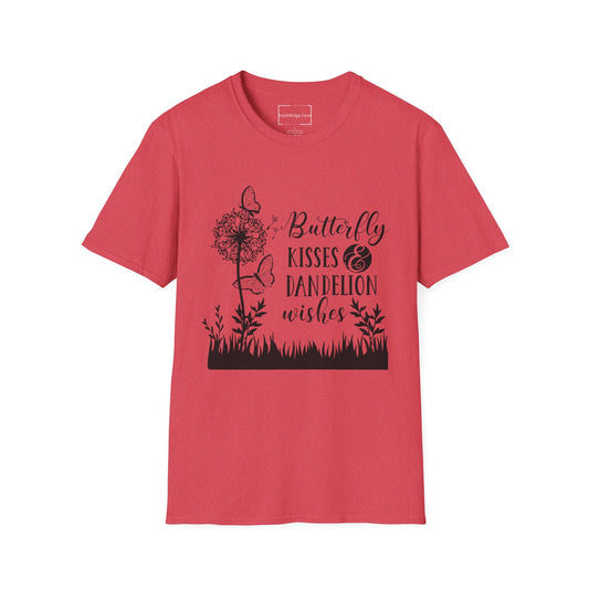 BUTTERFLY KISSES AND DANDELION WISHES. Cotton, Short Sleeve, Crew Neck Tee.