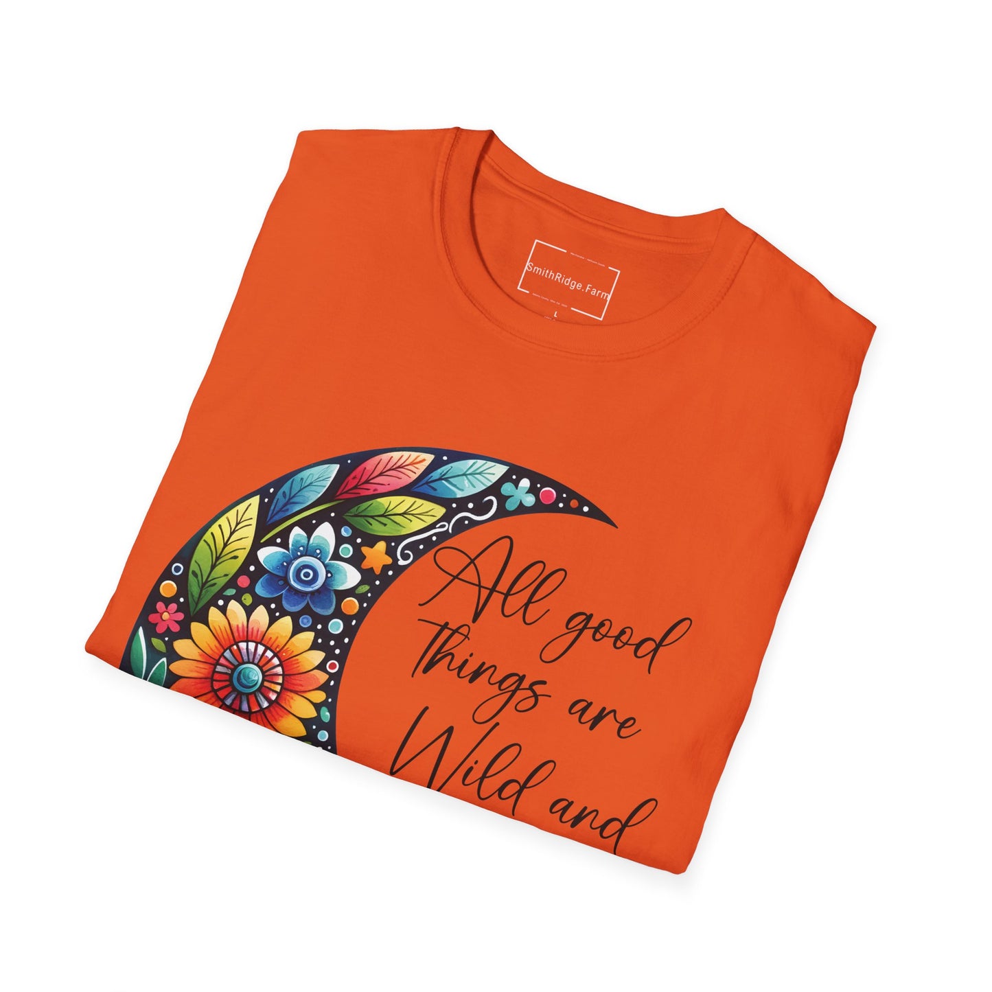 ALL GOOD THINGS ARE WILD, AND FREE. MOON LOVER. Cotton, Short Sleeve, Crew Neck Tee.