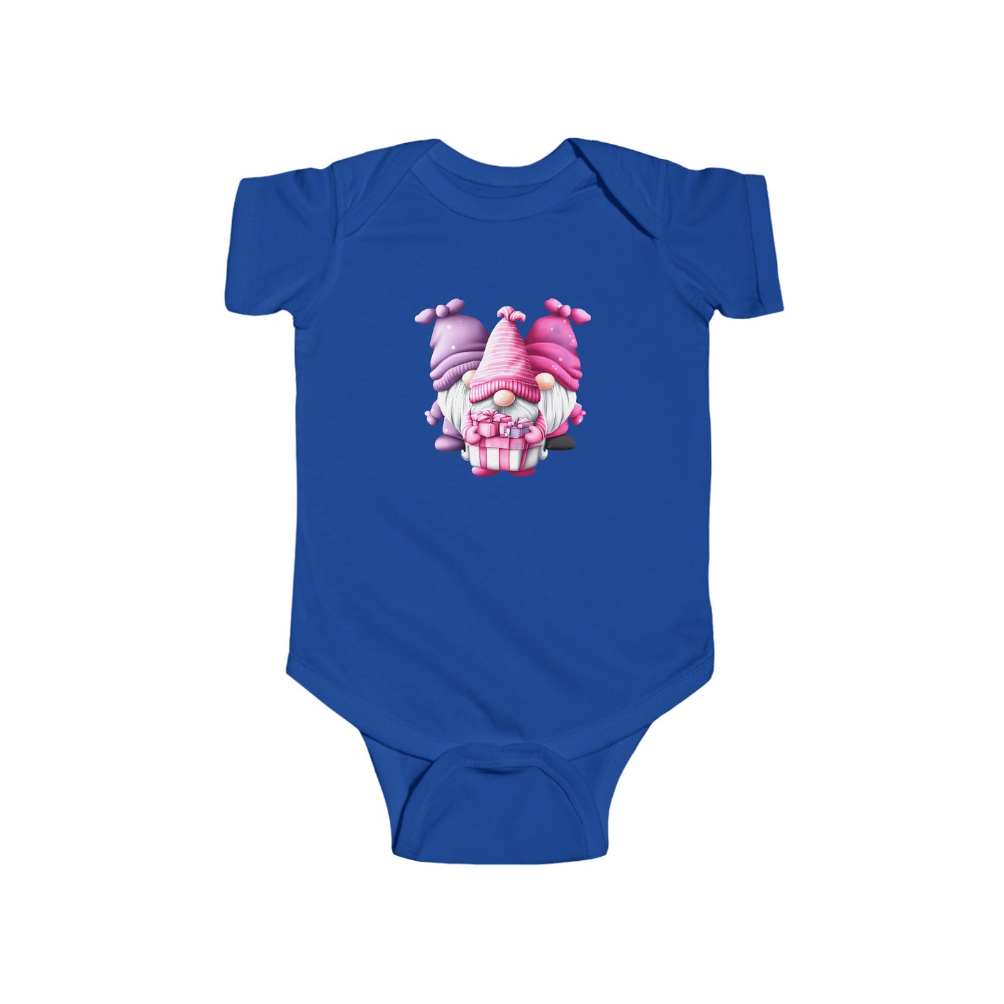 COLORFUL GNOMES WITH GIFT PACKAGE. Infant Fine Jersey Bodysuit.