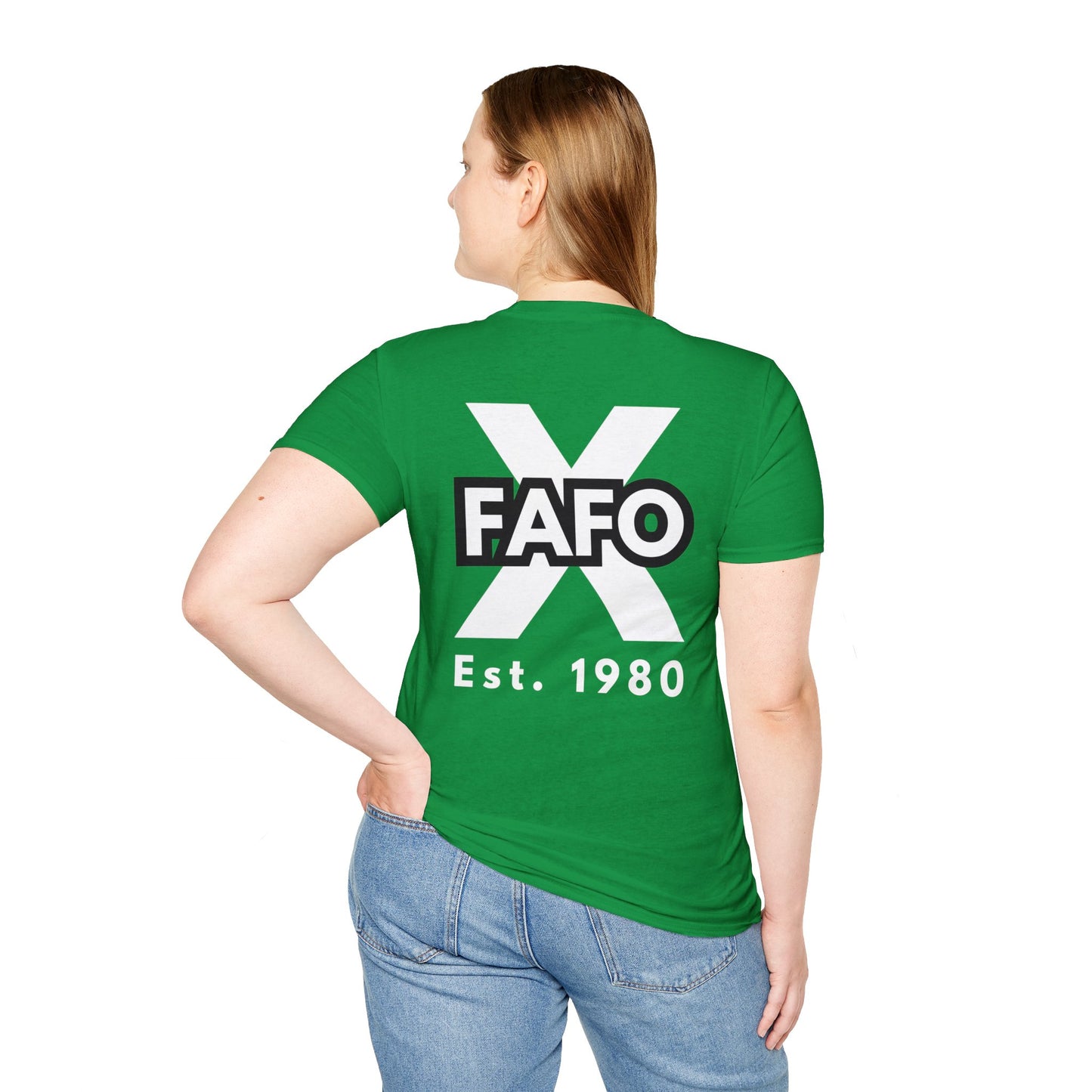 GEN X, THE FAFO CREW, Est 1980. Cotton, Short Sleeve, Crew Neck Tee in Dark Colors.