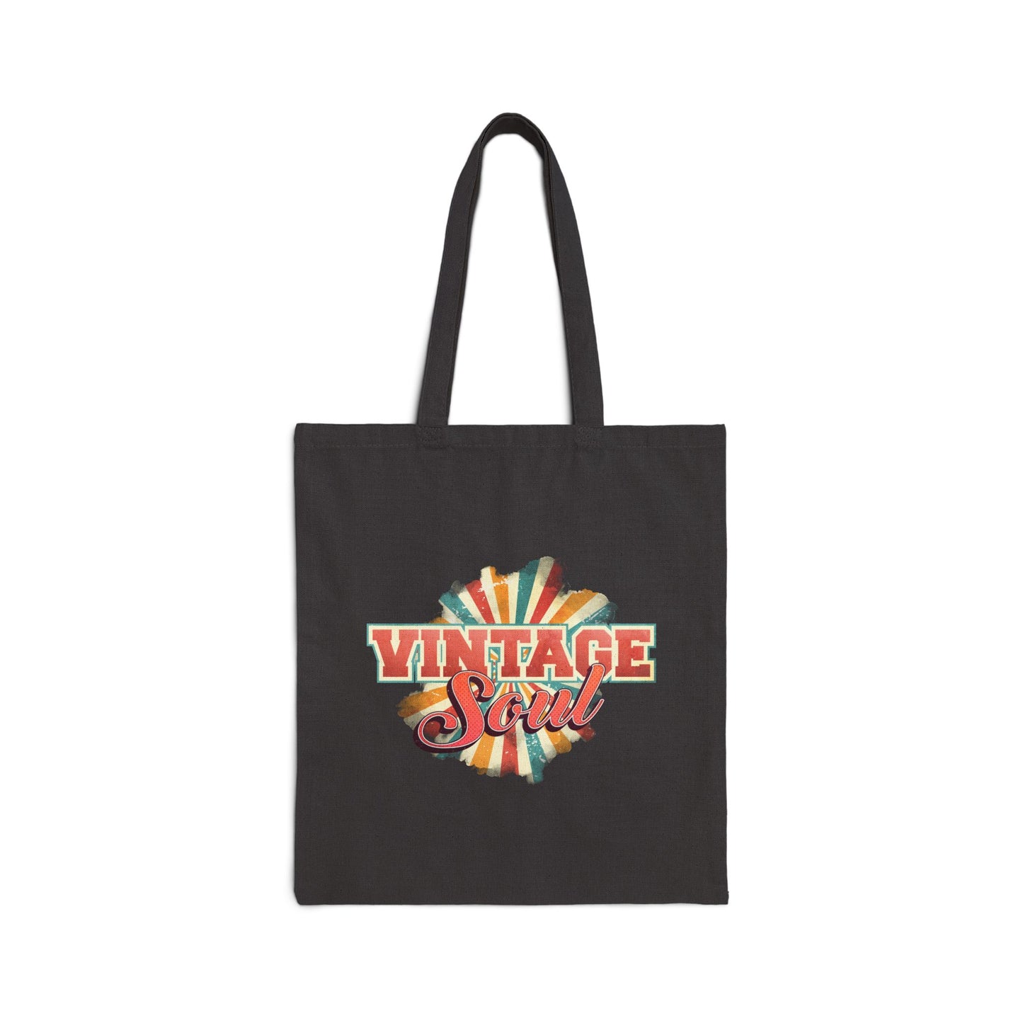 VINTAGE SOUL. OLD SOUL. Cotton Canvas Tote Bag in Black, or Natural.