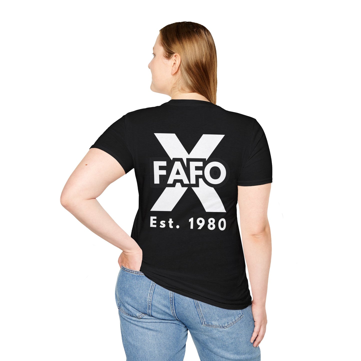 GEN X, THE FAFO CREW, Est 1980. Cotton, Short Sleeve, Crew Neck Tee in Dark Colors.