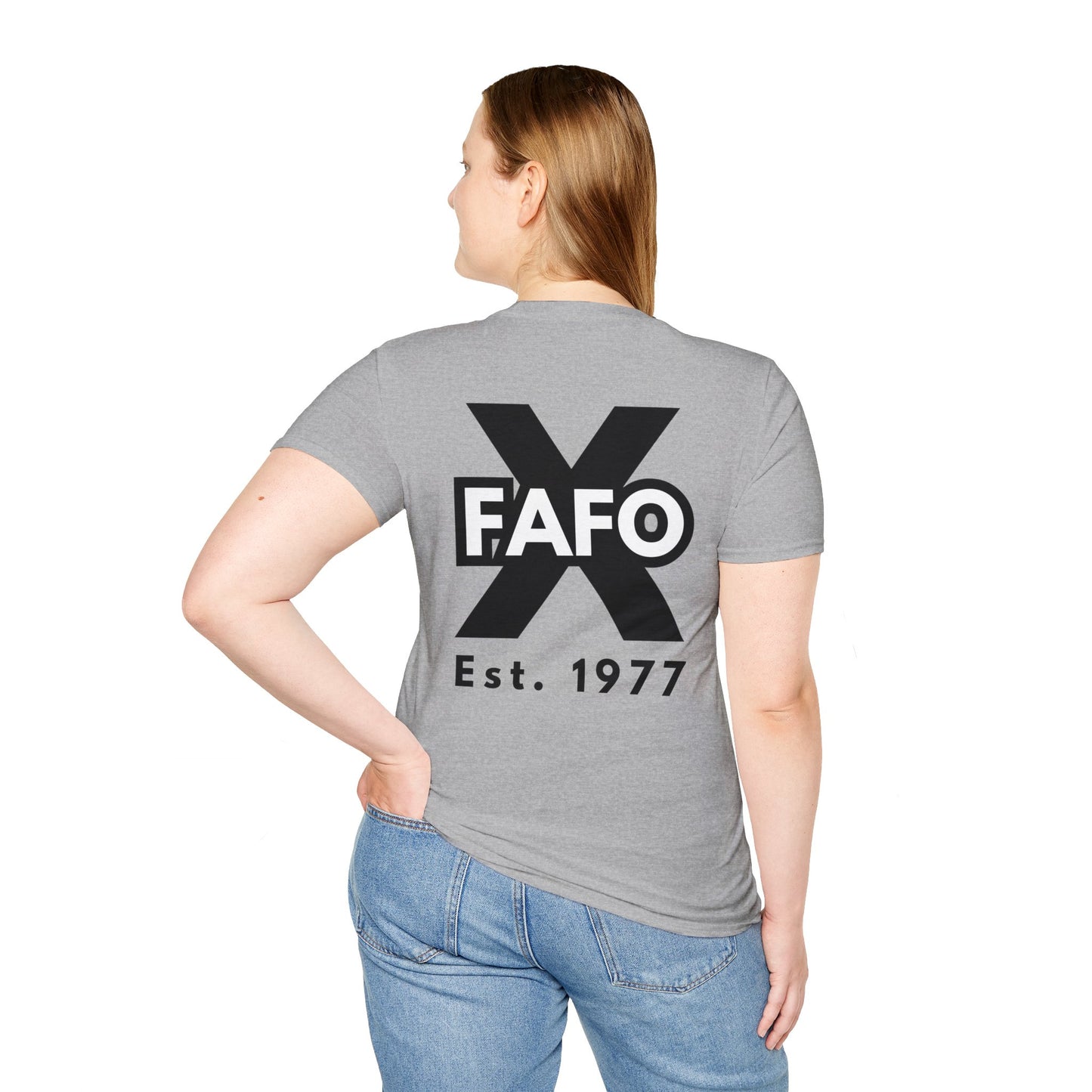 GEN X, THE FAFO CREW, Est 1977. Cotton, Short Sleeve, Crew Neck Tee in Light Colors.