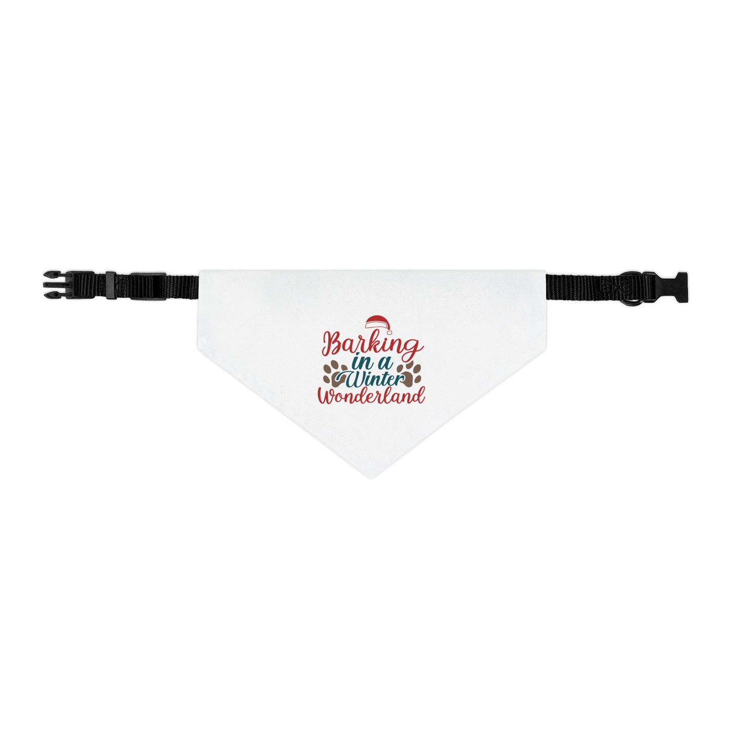 BARKING IN A WINTER WONDERLAND. Pet Bandana Collar in Four Sizes.