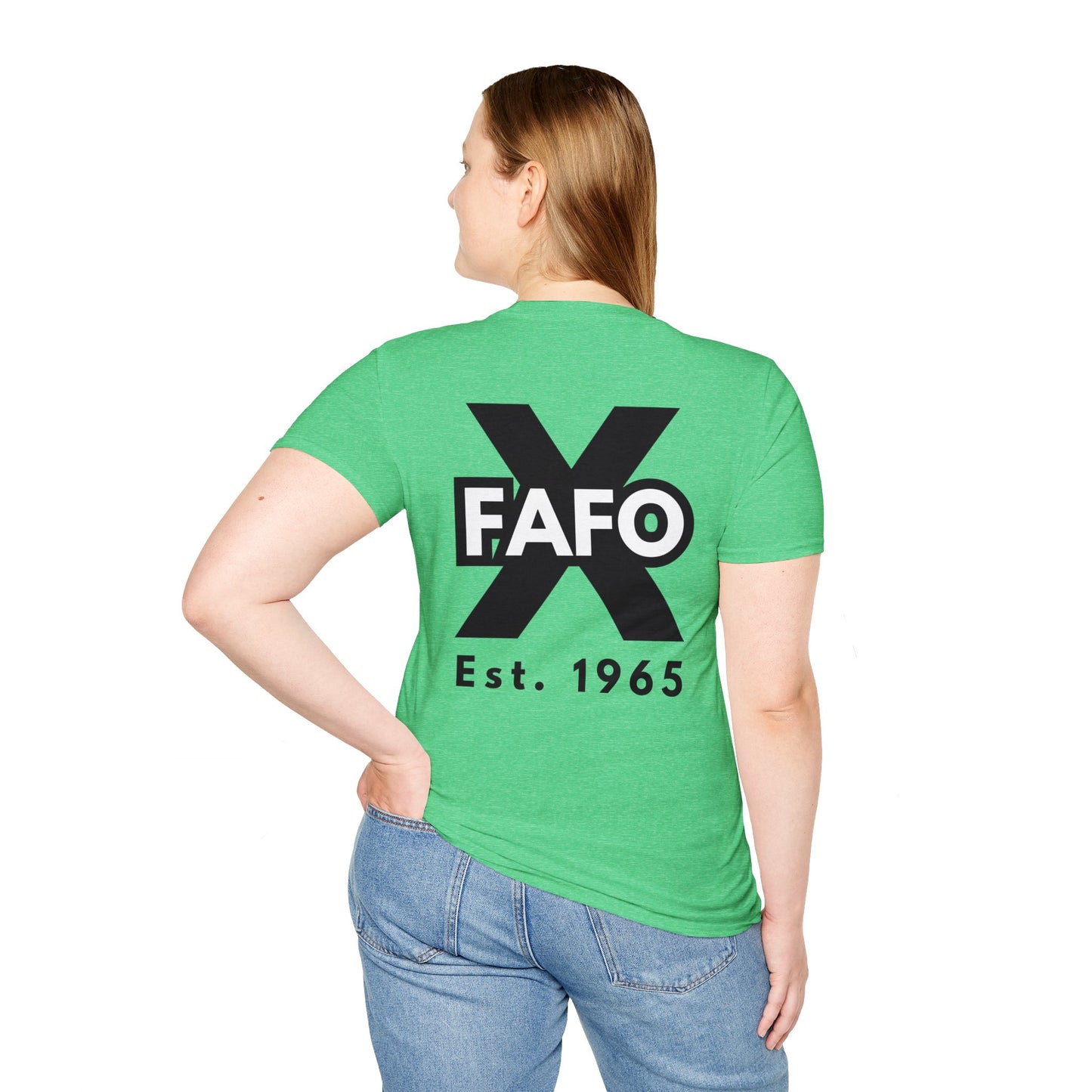 GEN X, THE FAFO CREW, Est. 1965. Cotton, Short Sleeve, Crew Neck Tee in Light Colors.