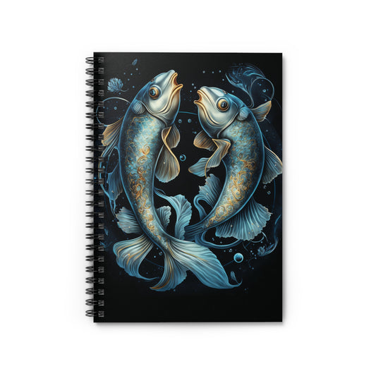 PISCES ZODIAC SIGN. CONSTELLATION LOVERS. Spiral Notebook, Ruled Line, Diary, Journal.