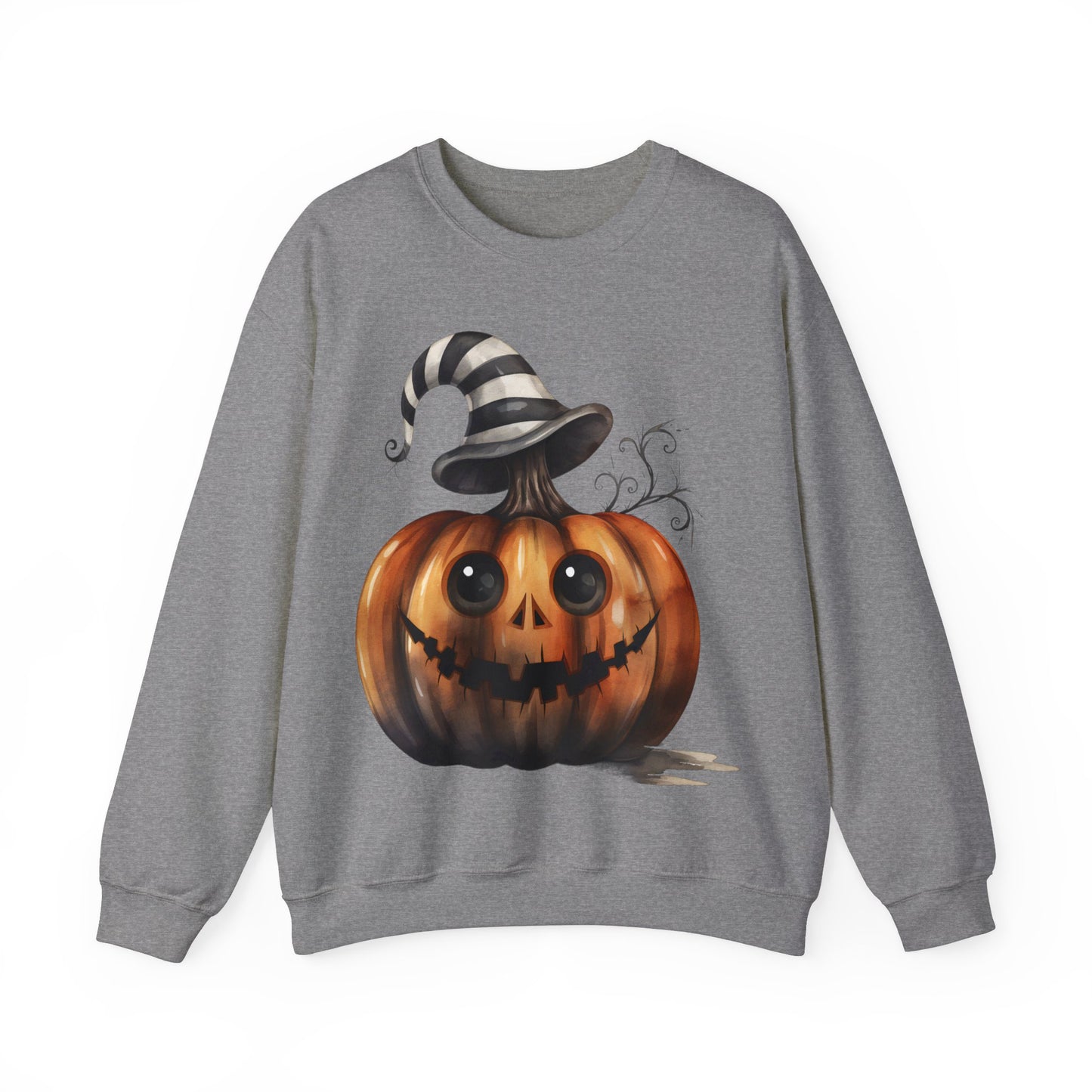 ADORABLE HALLOWEEN PUMPKIN WITH STRIPED HAT. Unisex Heavy Blend Crewneck Sweatshirt.