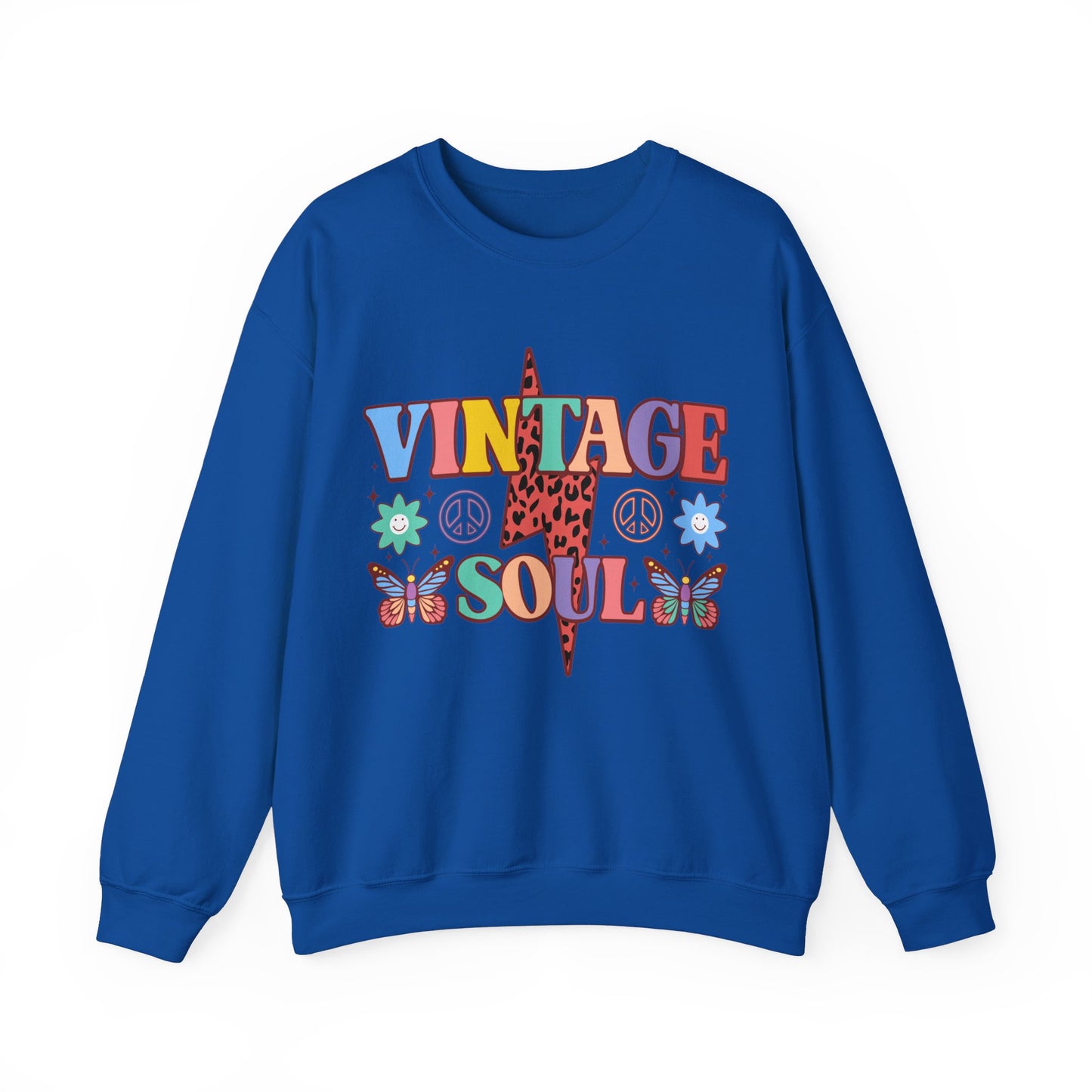 VINTAGE SOUL. OLD SOUL. HIPPIE SOUL. Unisex Heavy Blend Crewneck Sweatshirt.