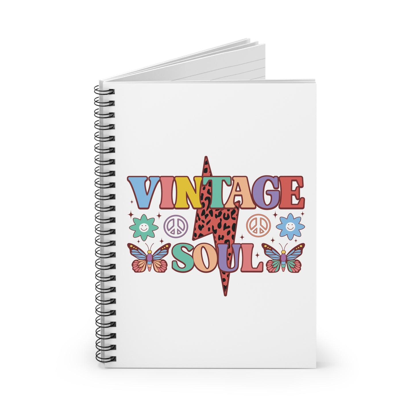 VINTAGE SOUL. OLD SOUL. HIPPIE SOUL. Spiral Notebook, Ruled Line, Diary, Journal.