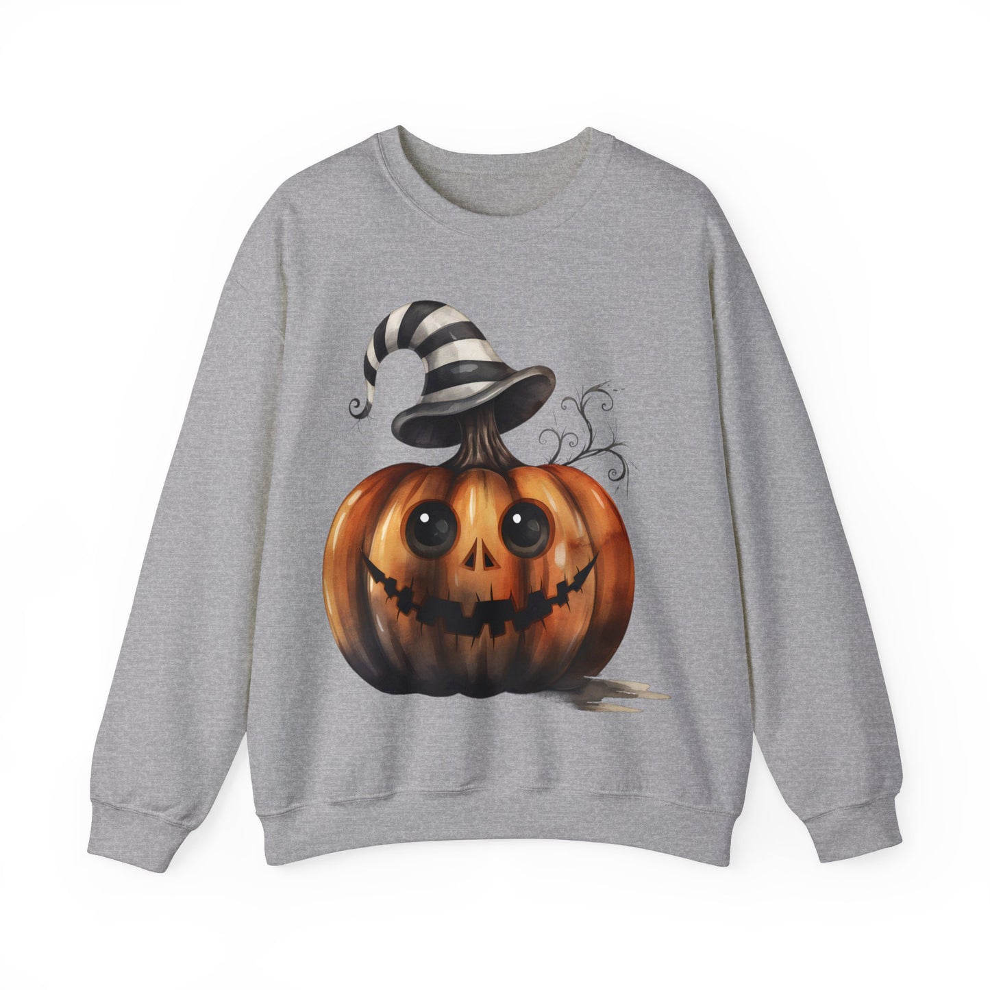 ADORABLE HALLOWEEN PUMPKIN WITH STRIPED HAT. Unisex Heavy Blend Crewneck Sweatshirt.