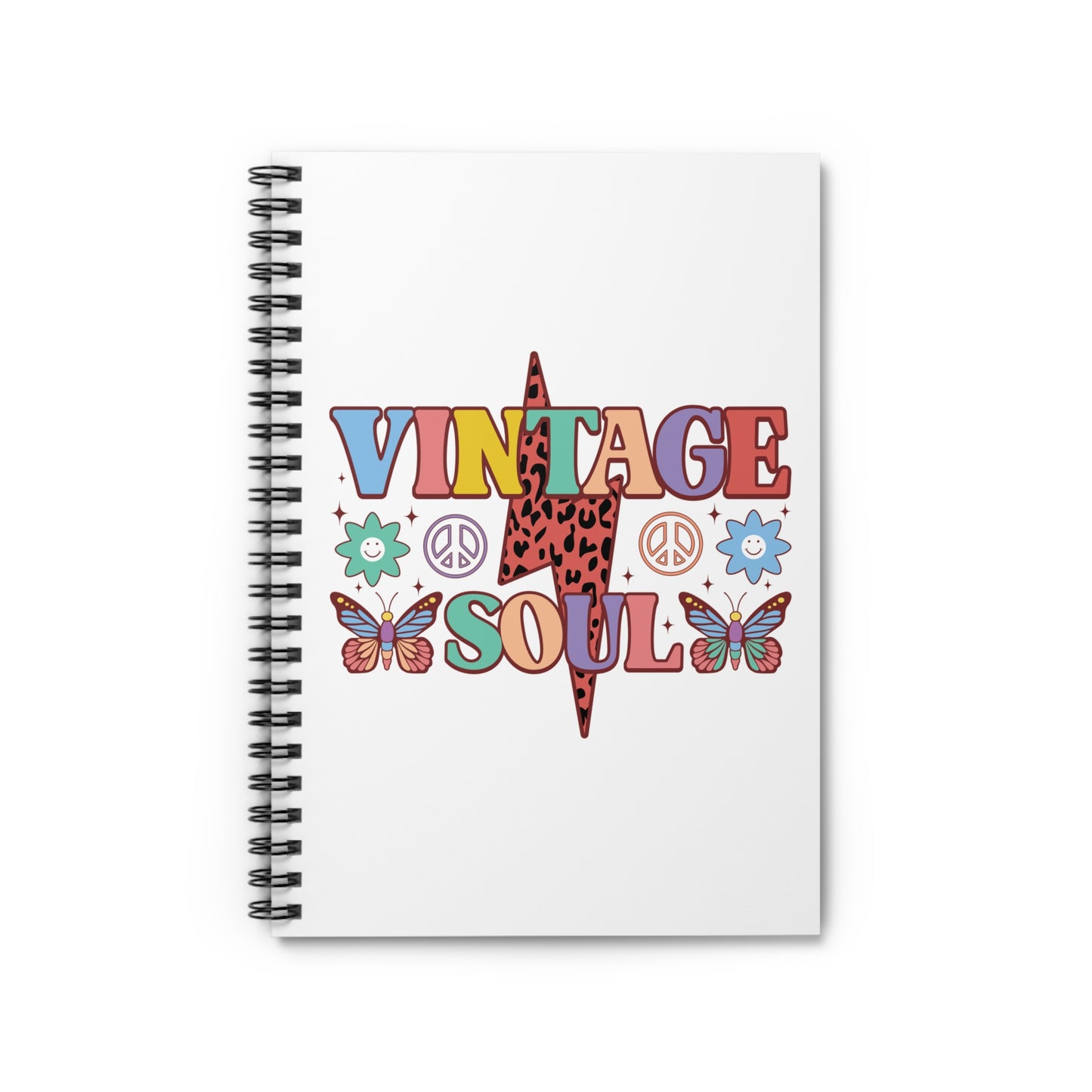 VINTAGE SOUL. OLD SOUL. HIPPIE SOUL. Spiral Notebook, Ruled Line, Diary, Journal.