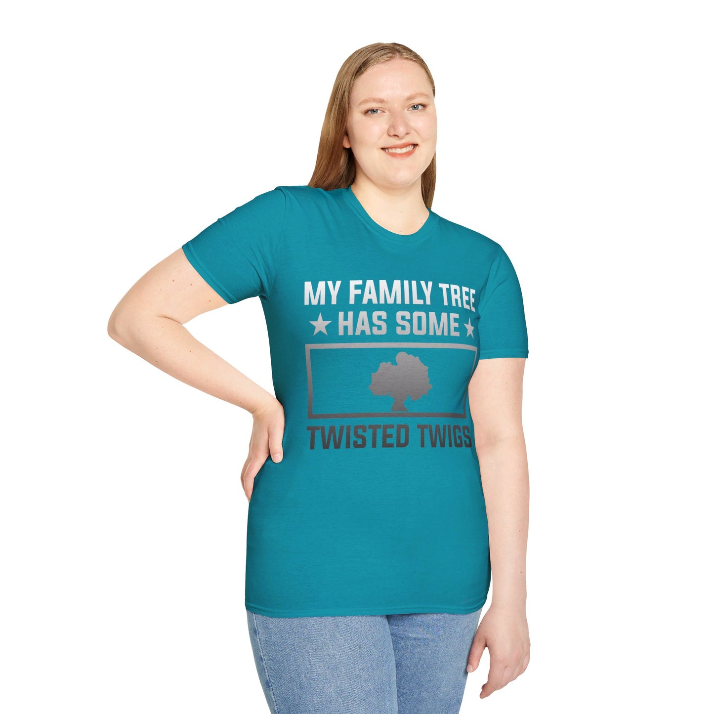 MY FAMILY TREE HAS SOME TWISTED TWIGS. Cotton, Short Sleeve, Crew Neck Tee.