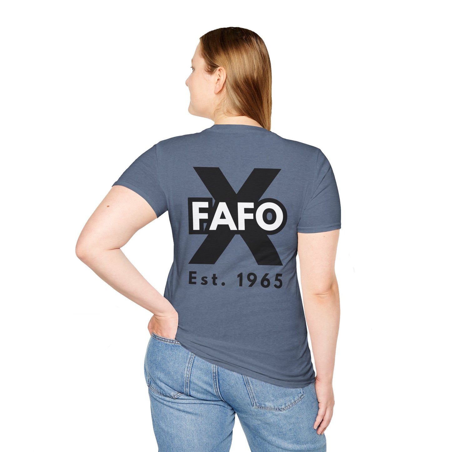 GEN X, THE FAFO CREW, Est. 1965. Cotton, Short Sleeve, Crew Neck Tee in Light Colors.