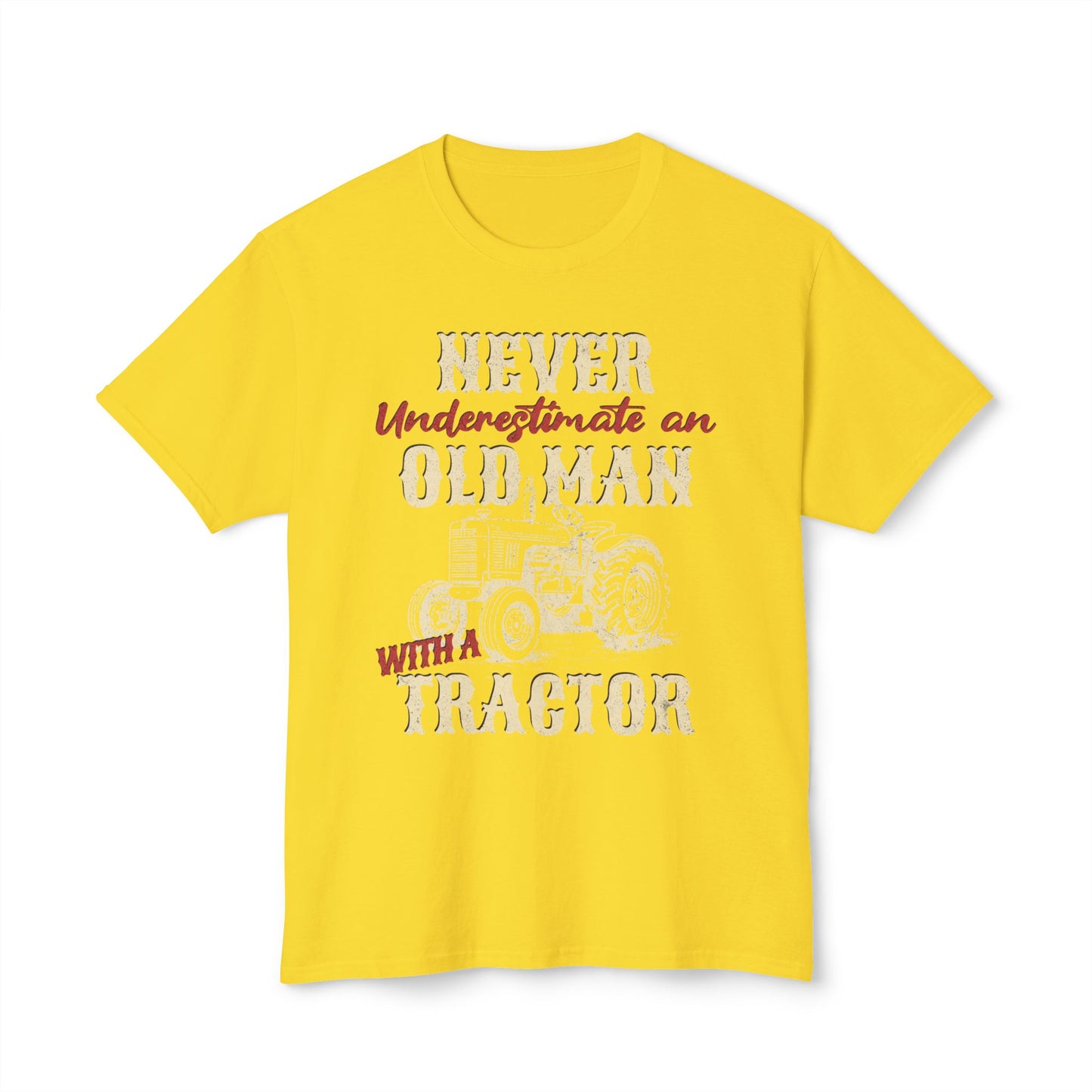 Never Underestimate An Old Man With A Tractor, Unisex Cotton T-shirt