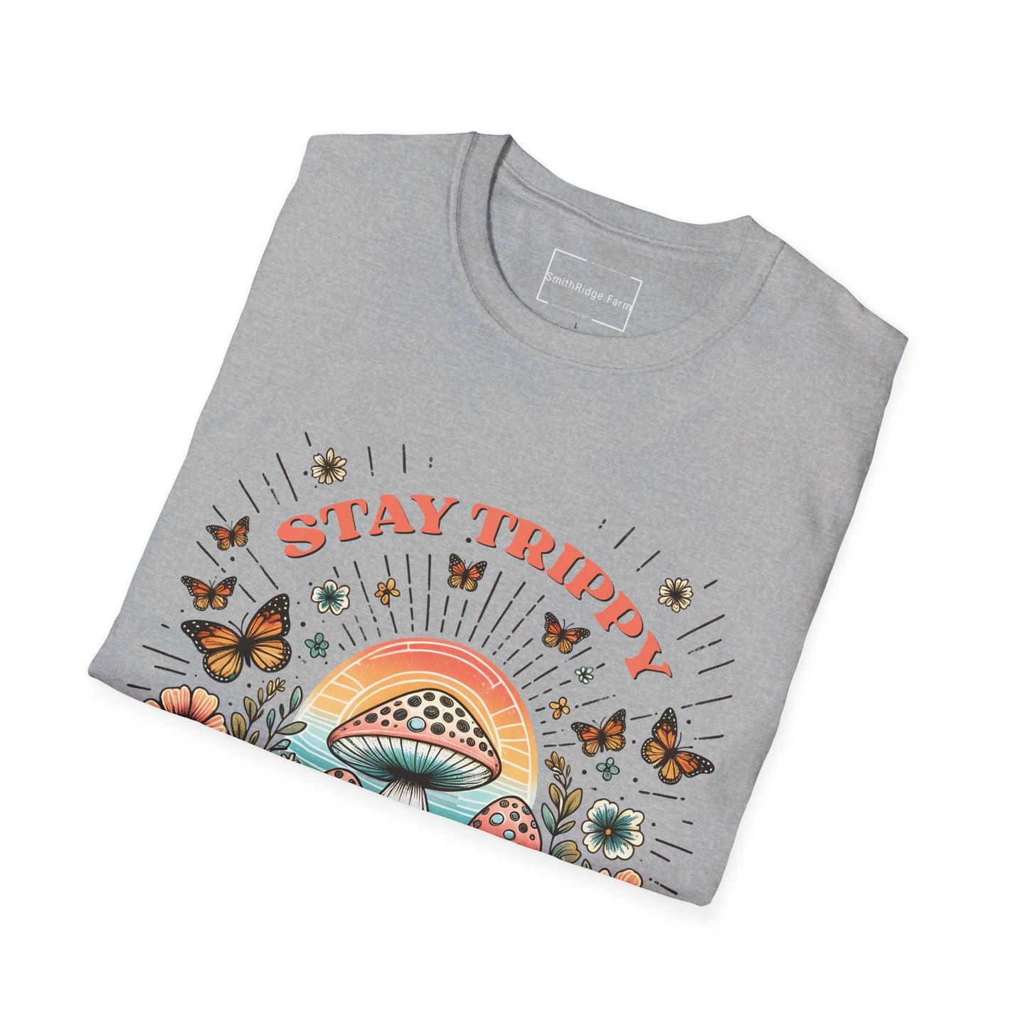 STAY TRIPPY LITTLE HIPPIE. Cotton, Short Sleeve, Crew Neck Tee.