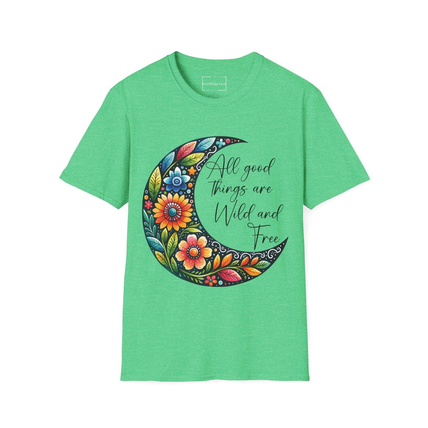 ALL GOOD THINGS ARE WILD, AND FREE. MOON LOVER. Cotton, Short Sleeve, Crew Neck Tee.