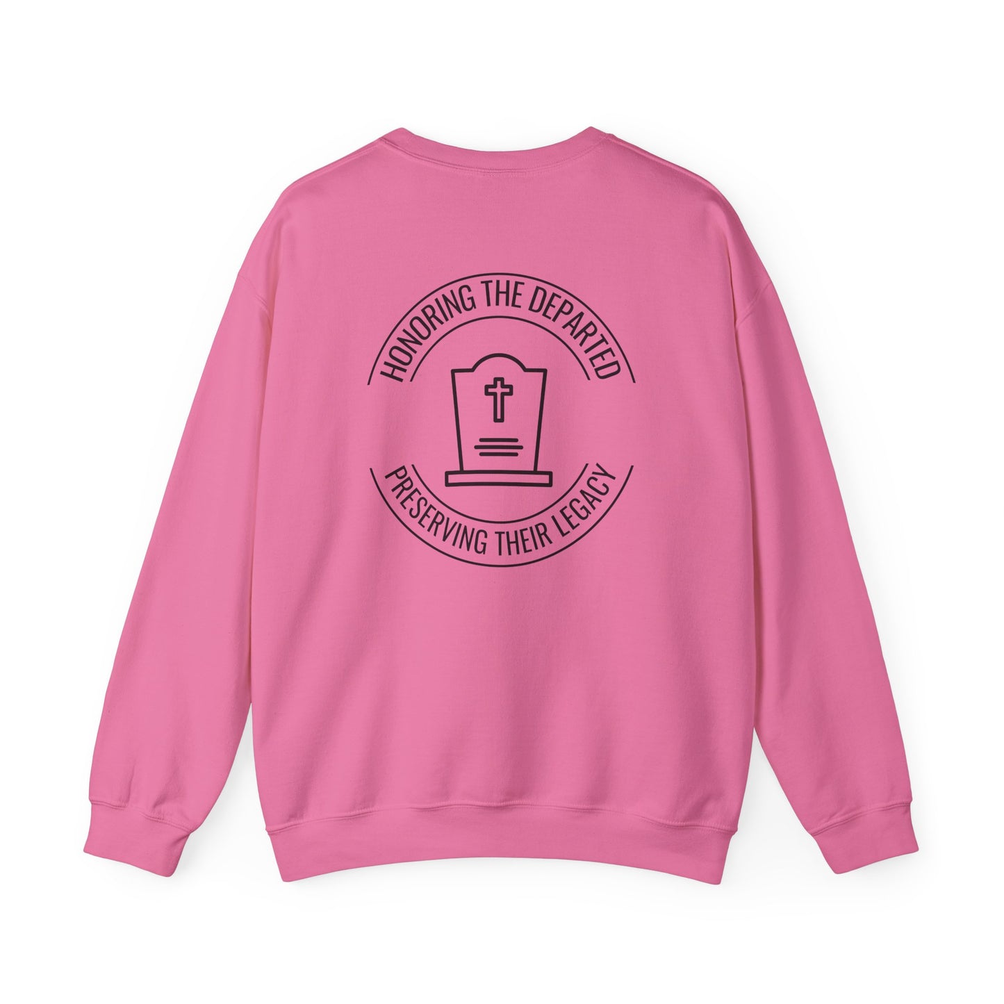 CEMETERY PRESERVATION. HONORING THE DEPARTED. PRESERVING THEIR LEGACY. Unisex Heavy Blend Crewneck Sweatshirt in Light Colors.