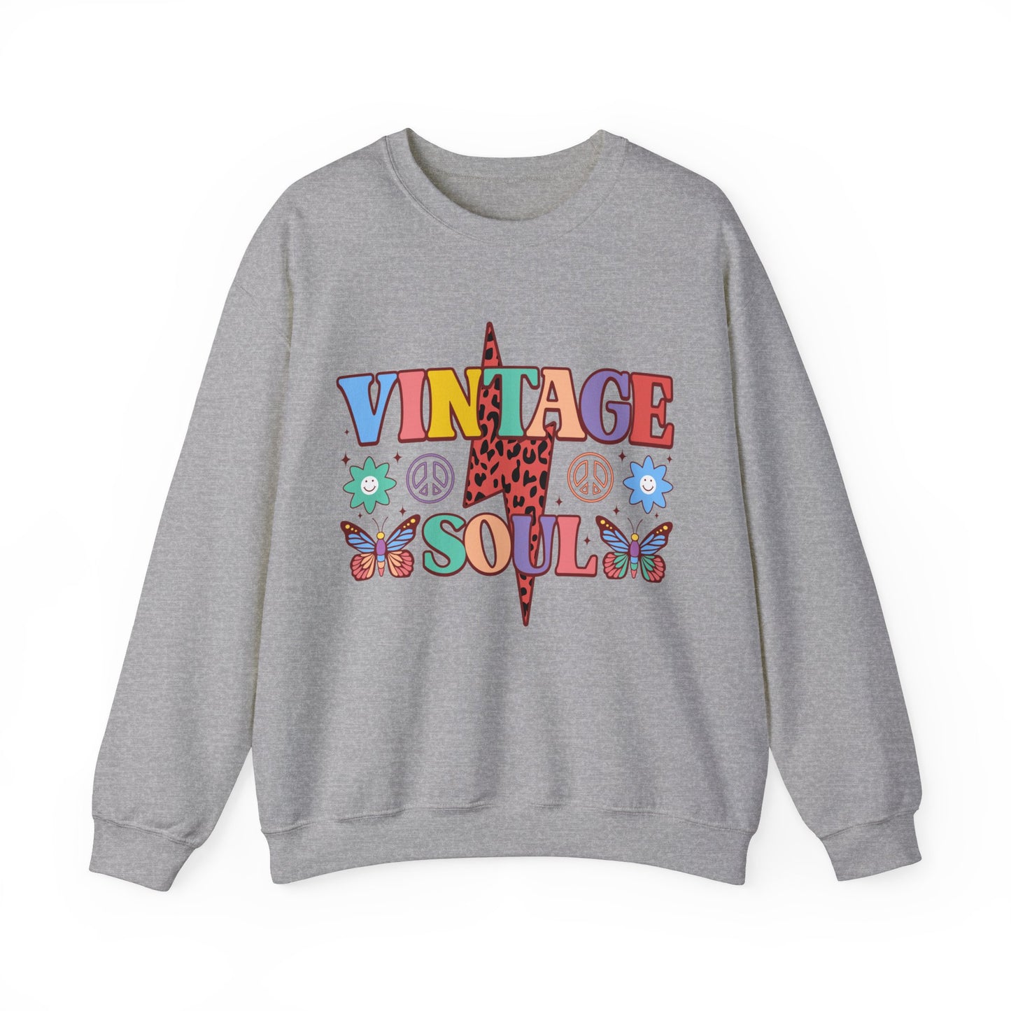 VINTAGE SOUL. OLD SOUL. HIPPIE SOUL. Unisex Heavy Blend Crewneck Sweatshirt.