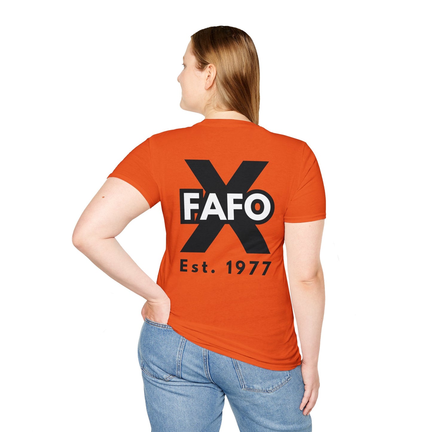 GEN X, THE FAFO CREW, Est 1977. Cotton, Short Sleeve, Crew Neck Tee in Light Colors.