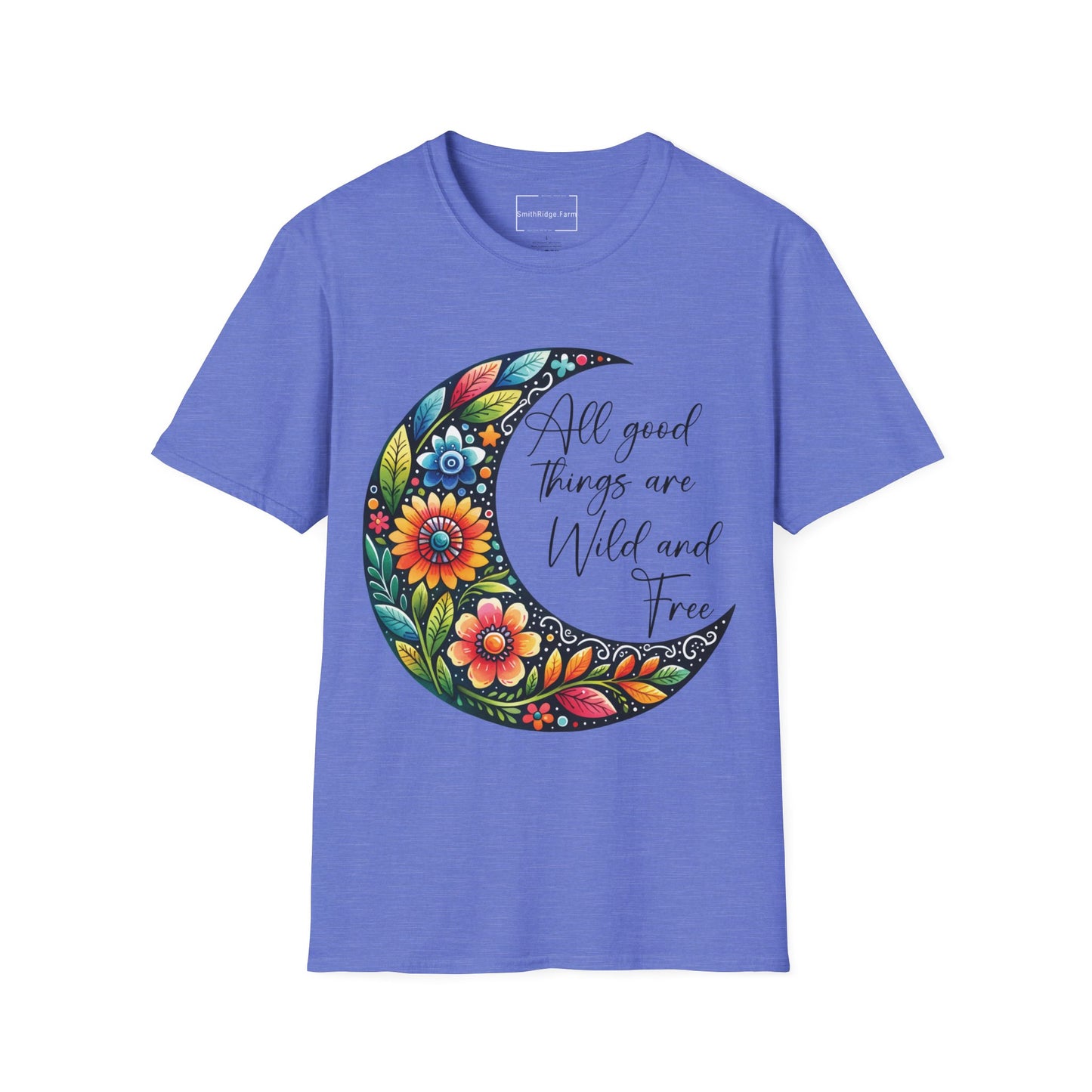 ALL GOOD THINGS ARE WILD, AND FREE. MOON LOVER. Cotton, Short Sleeve, Crew Neck Tee.