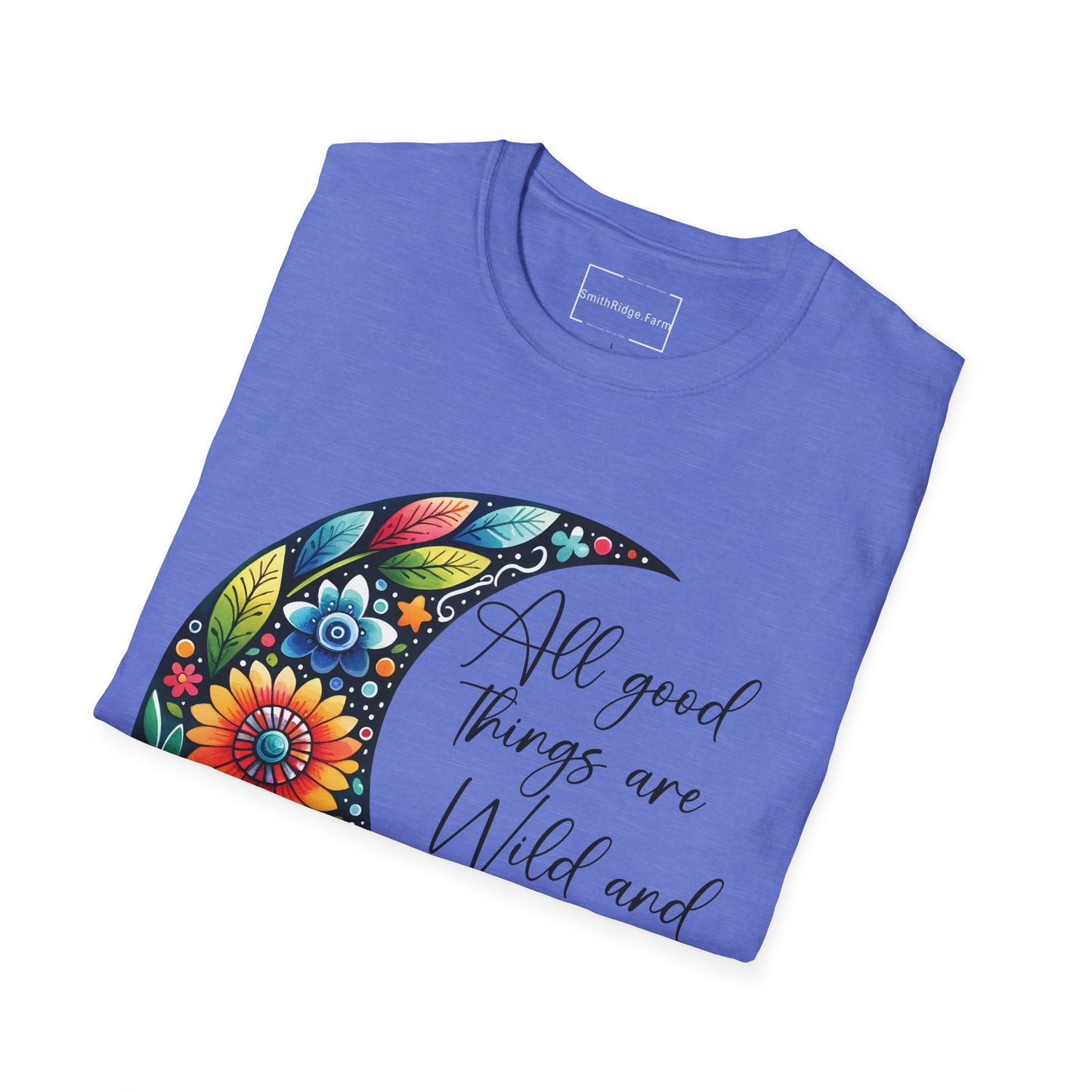 ALL GOOD THINGS ARE WILD, AND FREE. MOON LOVER. Cotton, Short Sleeve, Crew Neck Tee.