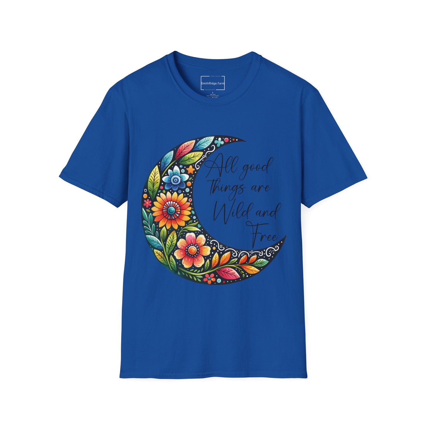 ALL GOOD THINGS ARE WILD, AND FREE. MOON LOVER. Cotton, Short Sleeve, Crew Neck Tee.