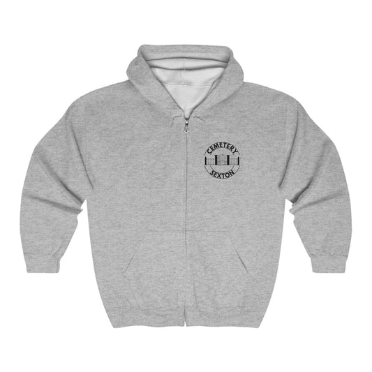 CEMETERY SEXTON. Unisex Heavy Blend Full Zip Hooded Sweatshirt in Light Colors.