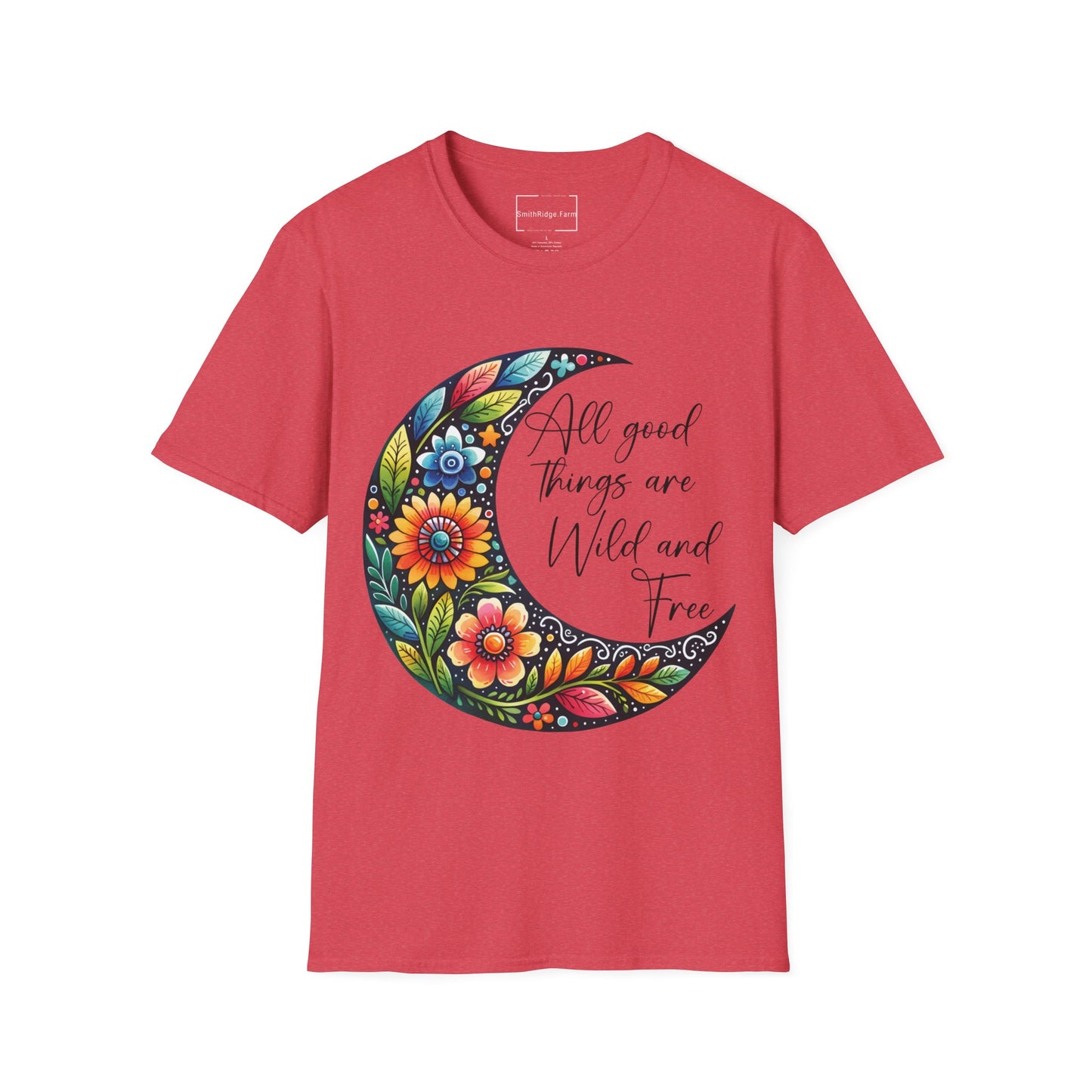 ALL GOOD THINGS ARE WILD, AND FREE. MOON LOVER. Cotton, Short Sleeve, Crew Neck Tee.