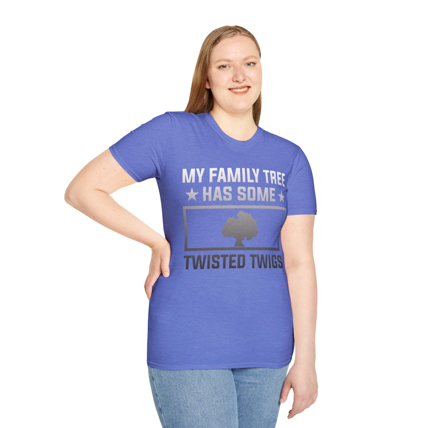 MY FAMILY TREE HAS SOME TWISTED TWIGS. Cotton, Short Sleeve, Crew Neck Tee.