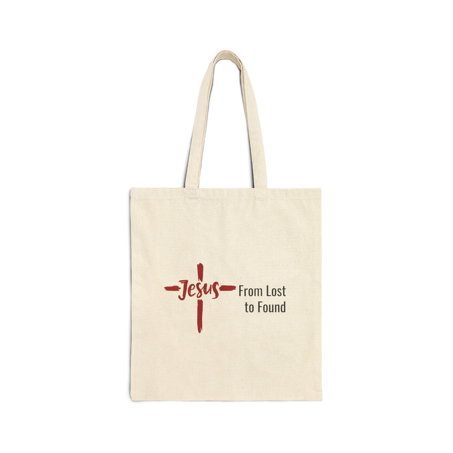 JESUS. FROM LOST TO FOUND. Cotton Canvas Tote Bag in Natural.