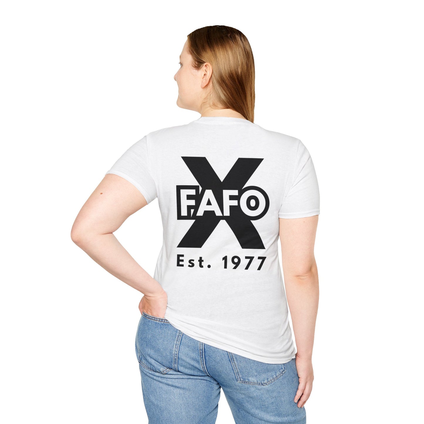 GEN X, THE FAFO CREW, Est 1977. Cotton, Short Sleeve, Crew Neck Tee in Light Colors.