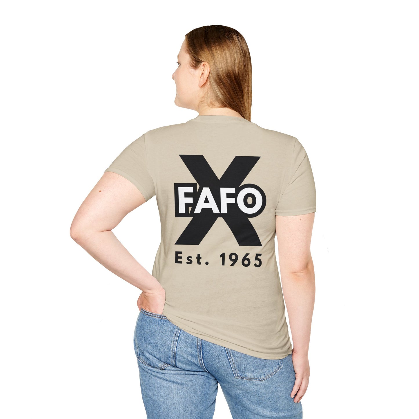 GEN X, THE FAFO CREW, Est. 1965. Cotton, Short Sleeve, Crew Neck Tee in Light Colors.