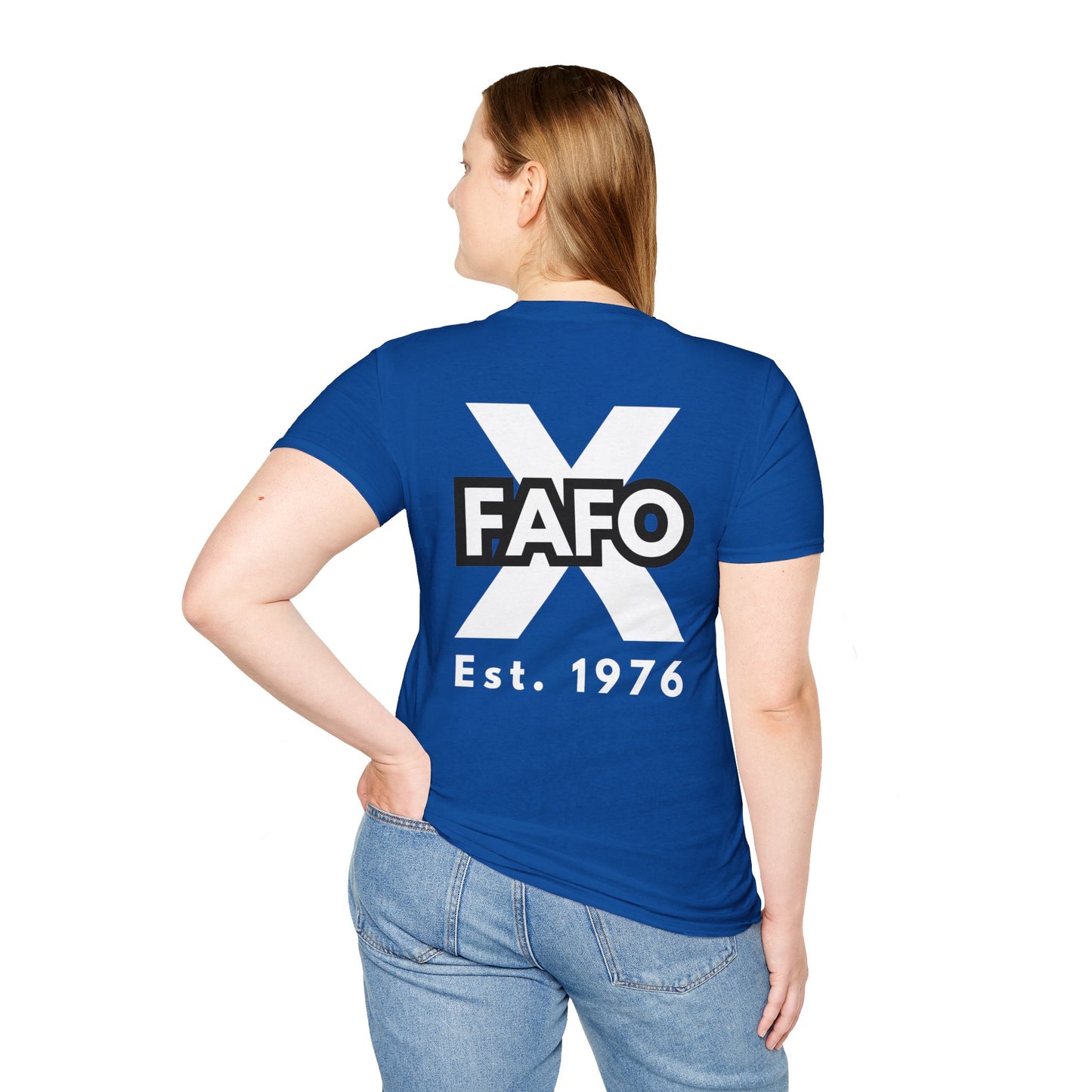 GEN X, THE FAFO CREW, Est 1976. Cotton, Short Sleeve, Crew Neck Tee in Dark Colors.