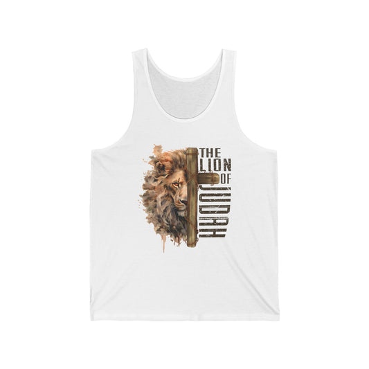 THE LION OF JUDAH. Unisex Jersey Tank Top.