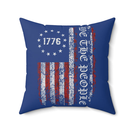 1776 WE THE PEOPLE WITH AMERICAN FLAG. Throw Pillow in Four Sizes.