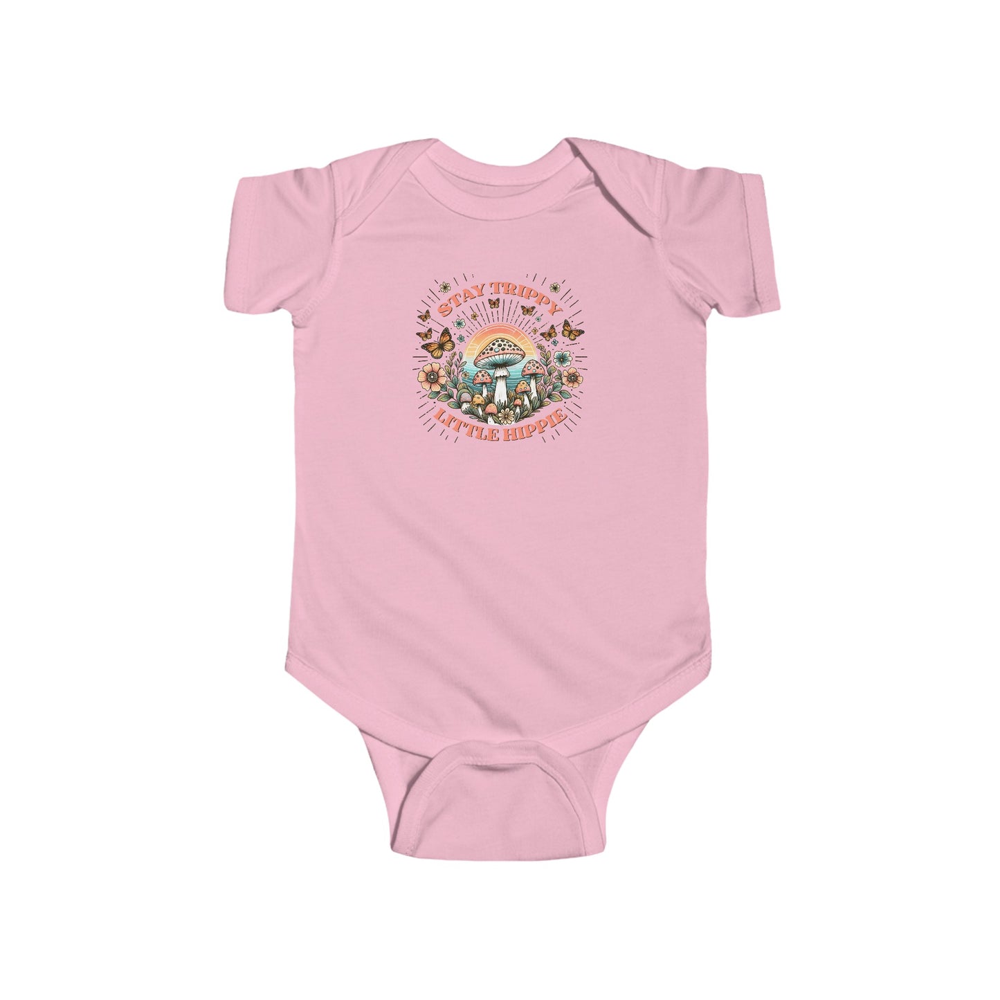 STAY TRIPPY LITTLE HIPPIE. Infant Fine Jersey Bodysuit.