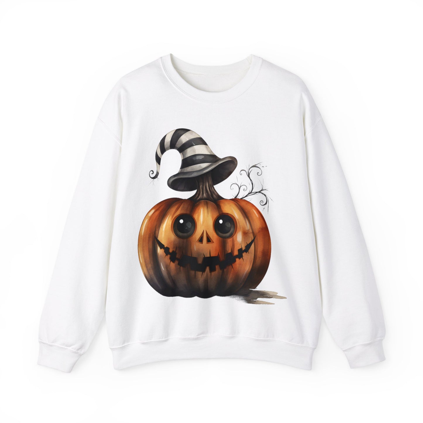 ADORABLE HALLOWEEN PUMPKIN WITH STRIPED HAT. Unisex Heavy Blend Crewneck Sweatshirt.