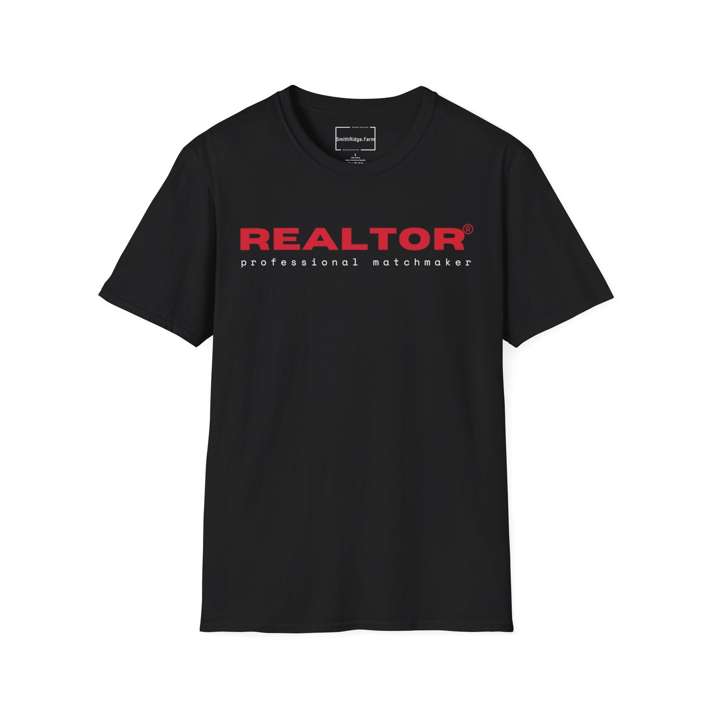 REALTOR. PROFESSIONAL MATCHMAKER. Cotton, Short Sleeve, Crew Neck Tee in Dark Colors.