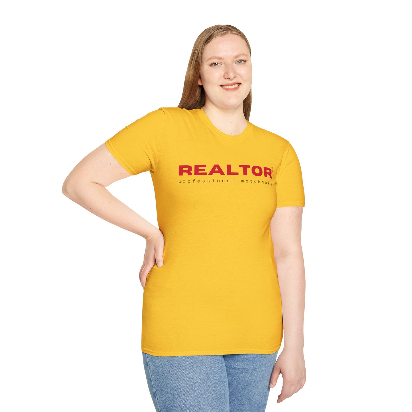 REALTOR. PROFESSIONAL MATCHMAKER. Cotton, Short Sleeve, Crew Neck Tee in Light Colors.