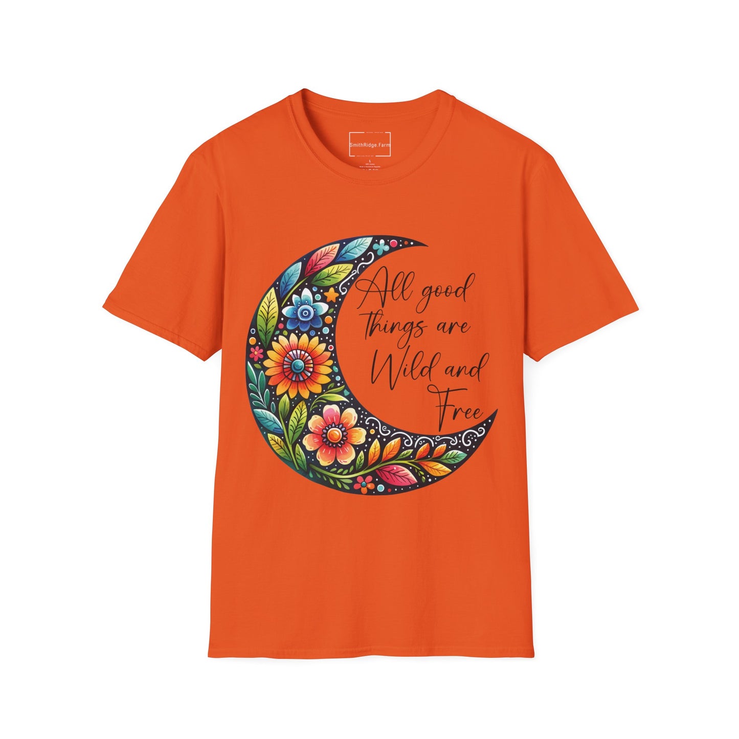 ALL GOOD THINGS ARE WILD, AND FREE. MOON LOVER. Cotton, Short Sleeve, Crew Neck Tee.