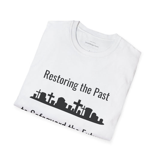 RESTORING THE PAST TO SAFEGUARD THE FUTURE. Cotton, Short Sleeve, Crew Neck Tee in White designed by SmithRidge.farm