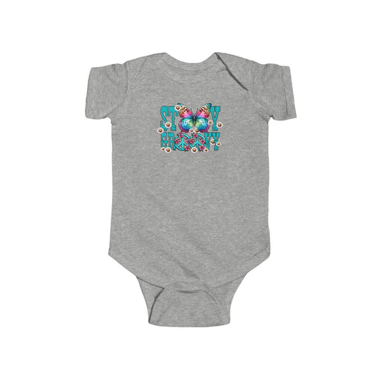 STAY GROOVY. HIPPIE HUMOR. Infant Fine Jersey Bodysuit.