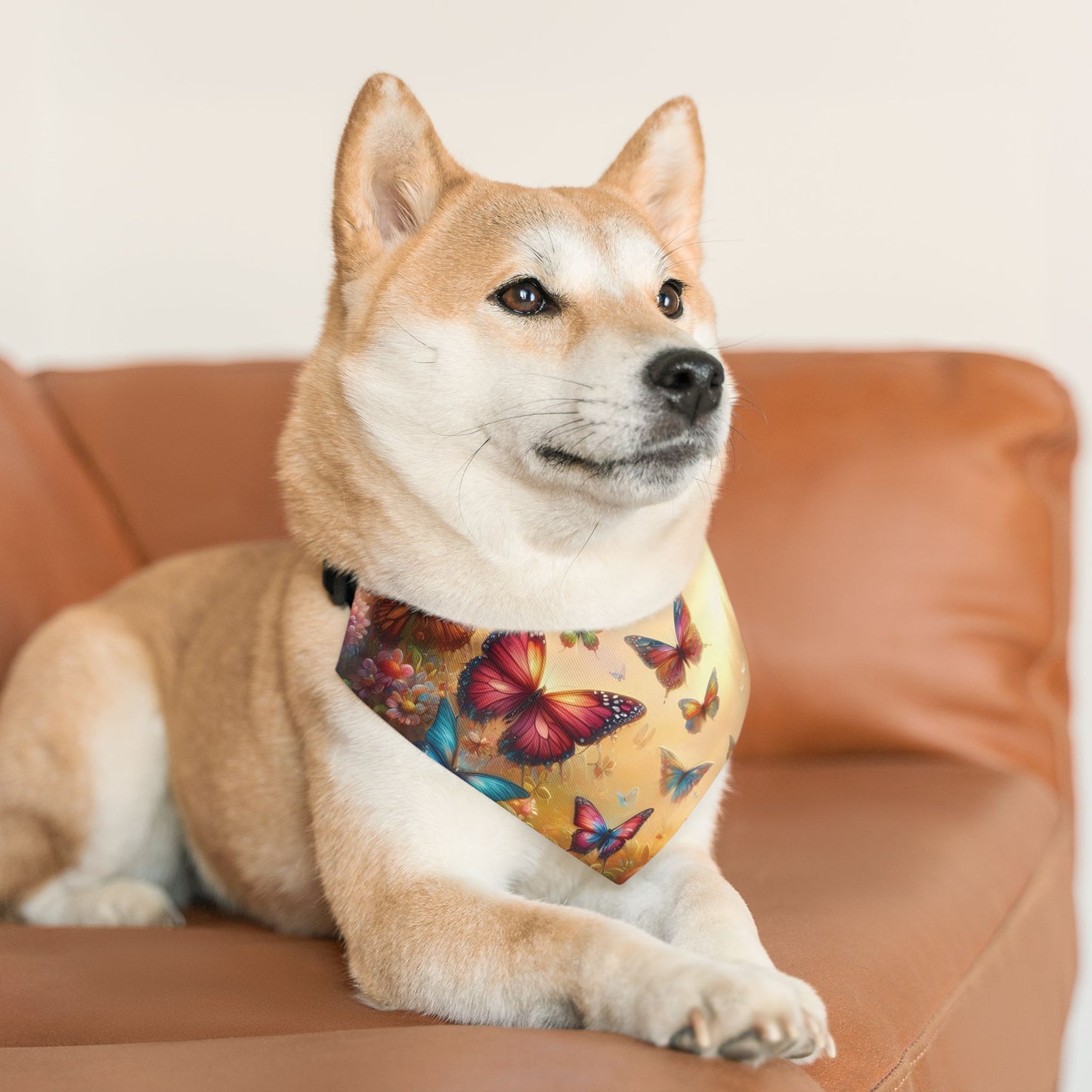 SPRING BUTTERFLIES. Pet Bandana Collar in Four Sizes.