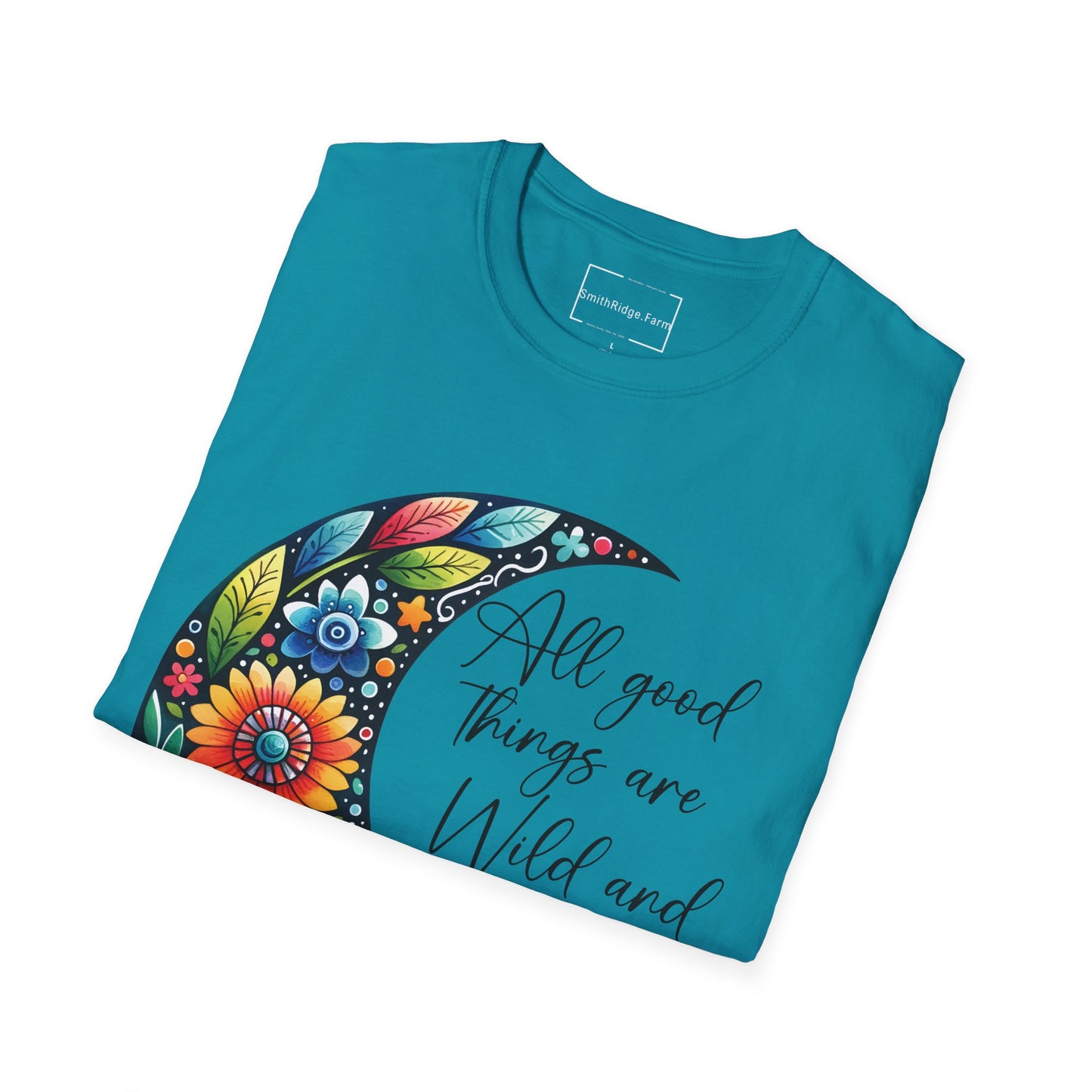 ALL GOOD THINGS ARE WILD, AND FREE. MOON LOVER. Cotton, Short Sleeve, Crew Neck Tee.