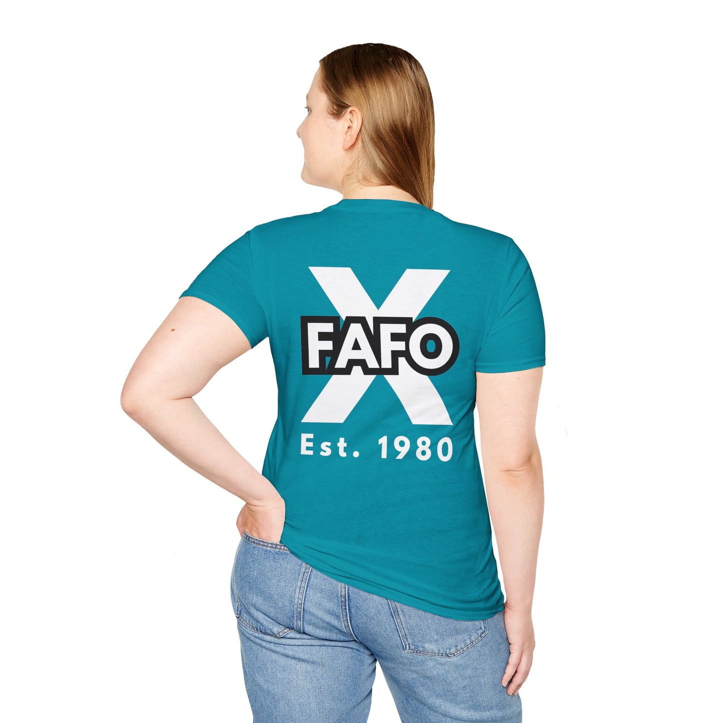 GEN X, THE FAFO CREW, Est 1980. Cotton, Short Sleeve, Crew Neck Tee in Dark Colors.