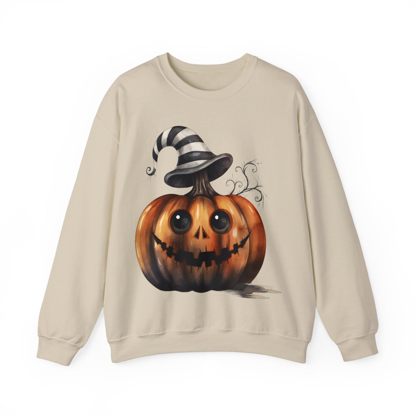 ADORABLE HALLOWEEN PUMPKIN WITH STRIPED HAT. Unisex Heavy Blend Crewneck Sweatshirt.