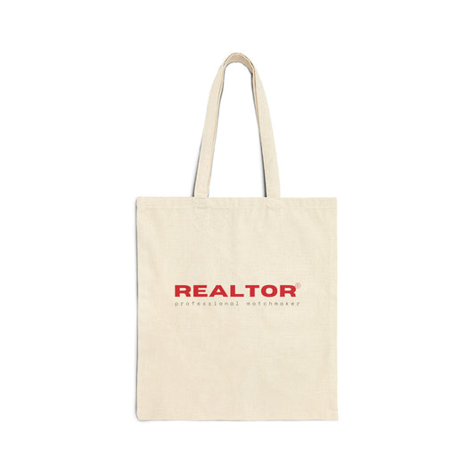 REALTOR. PROFESSIONAL MATCHMAKER. Cotton Canvas Tote Bag in Natural.