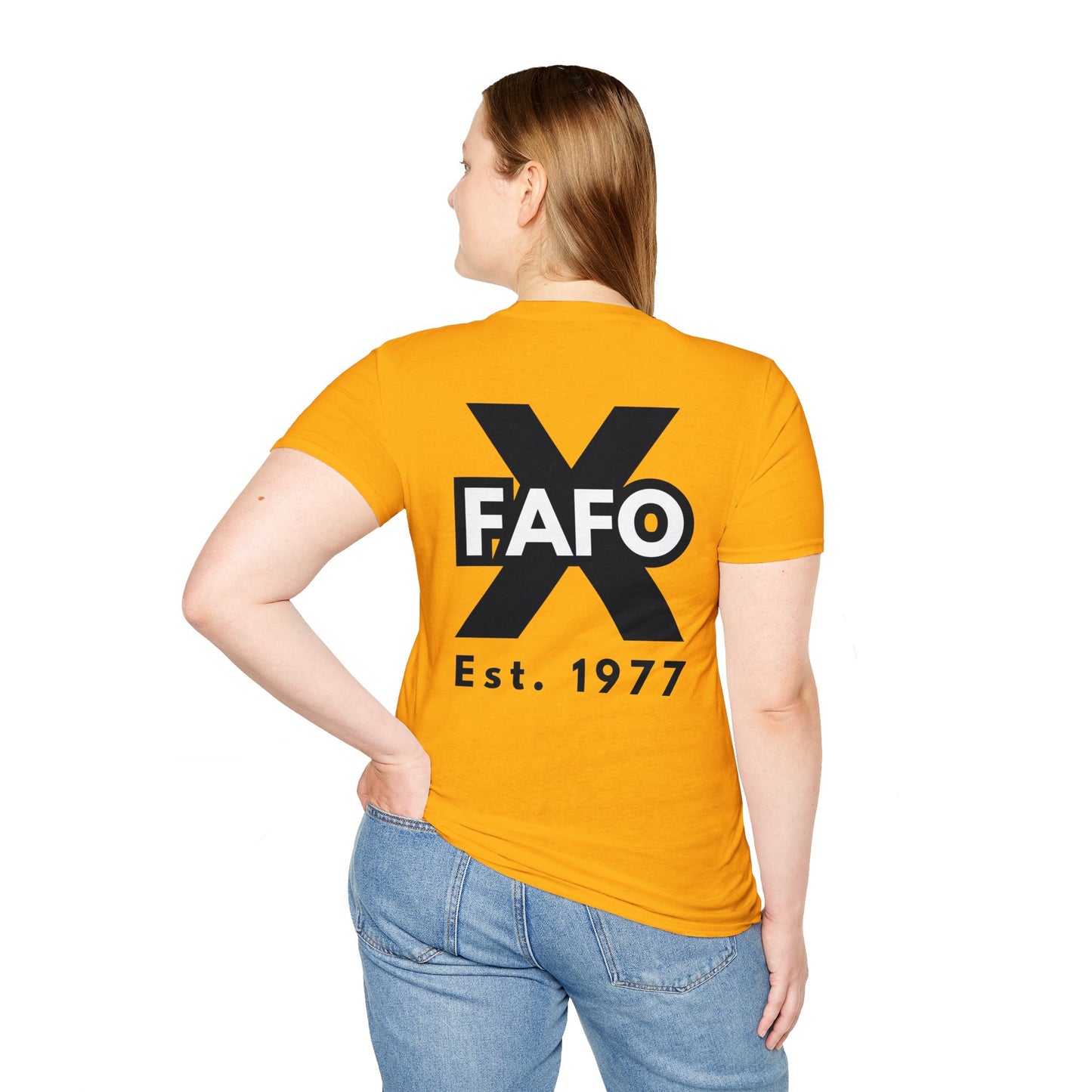 GEN X, THE FAFO CREW, Est 1977. Cotton, Short Sleeve, Crew Neck Tee in Light Colors.