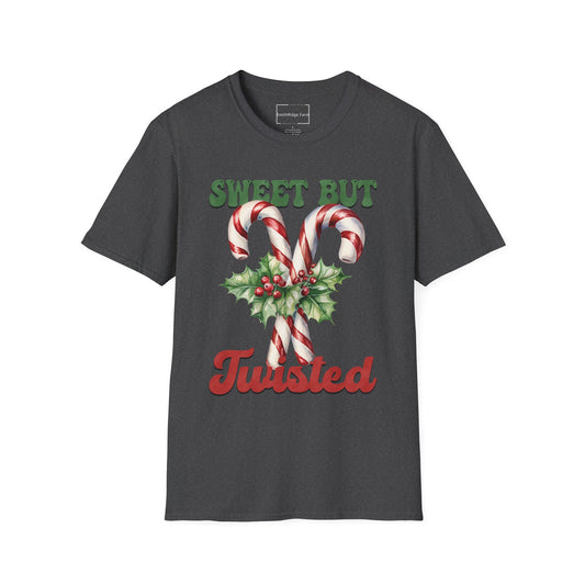 SWEET, BUT TWISTED. CHRISTMAS HUMOR. Cotton, Short Sleeve, Crew Neck Tee.