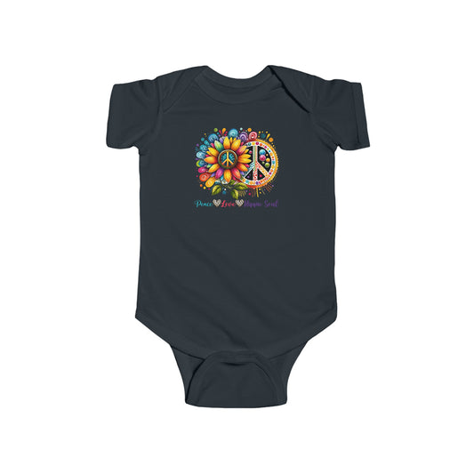 PEACE, LOVE, HIPPIE SOUL. Infant Fine Jersey Bodysuit.